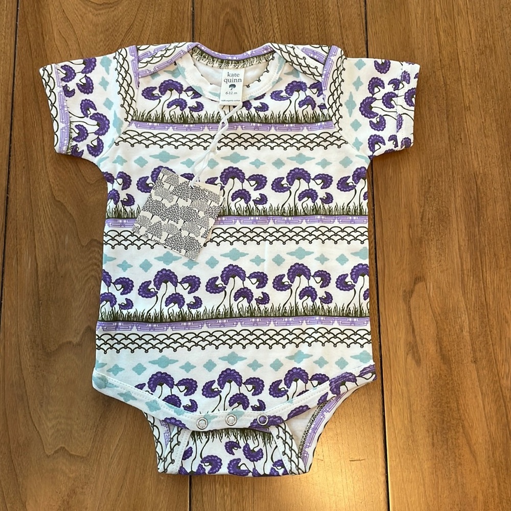Kate Quinn Bodysuit Purple Earth 6-12M Short Sleeves NWT